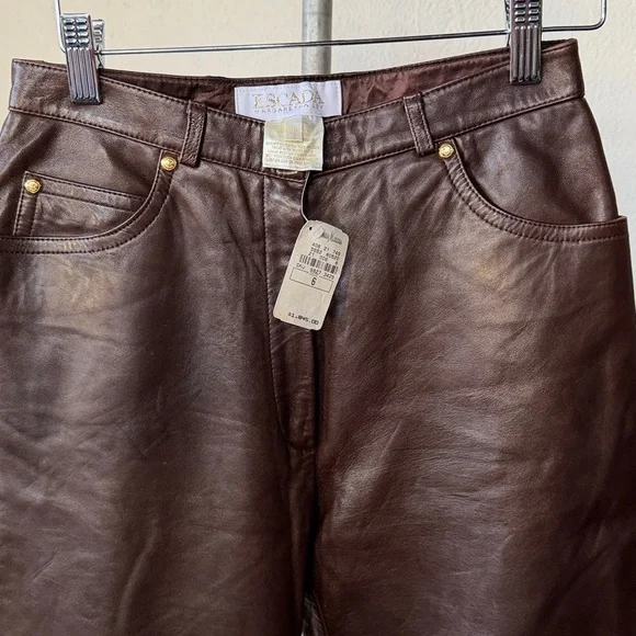 NWT Escada Leather Pants Size 6 - Picture 2 of 8